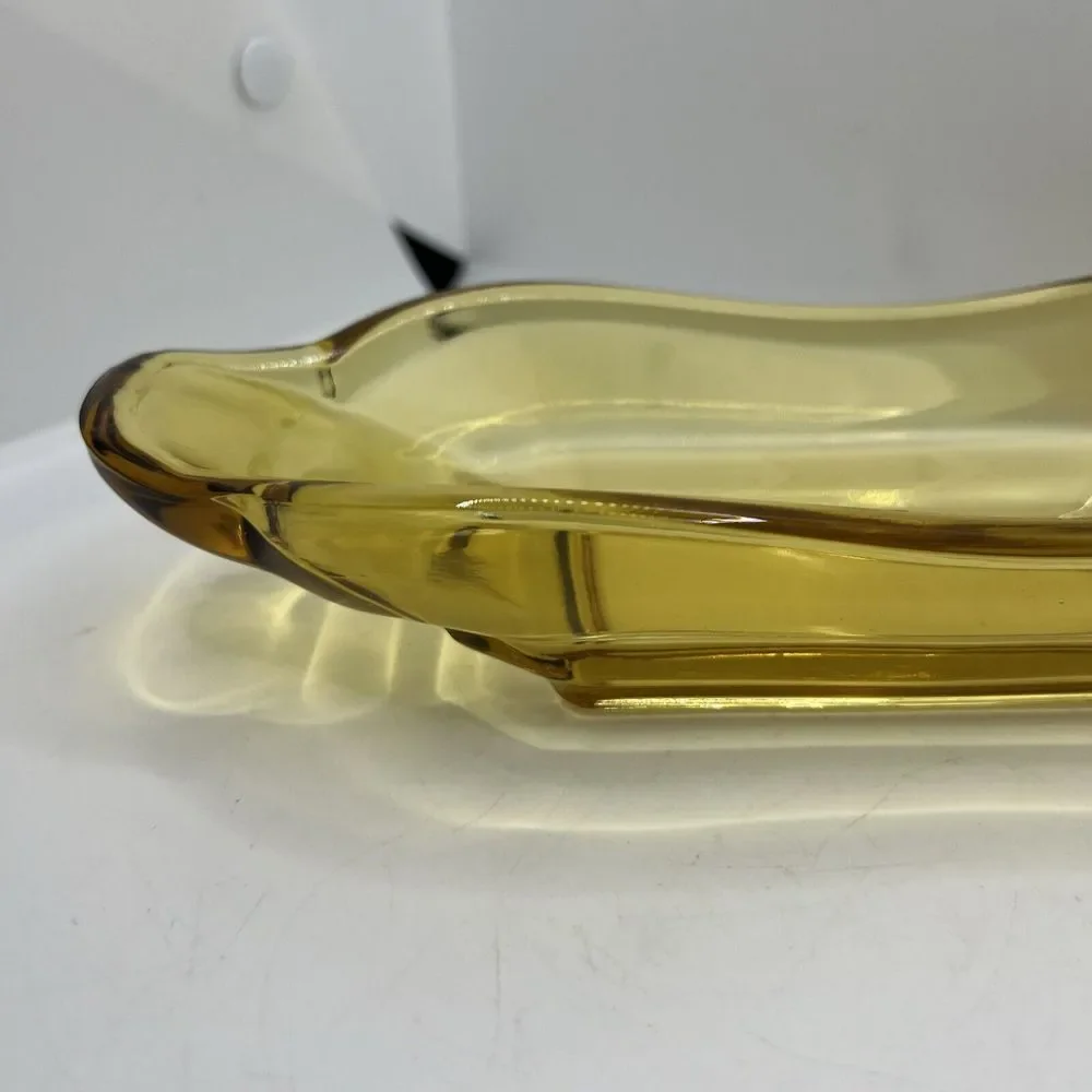 VINTAGE‎ BROWN GLASS BANANA SPLIT SUNDAE BOAT DISH